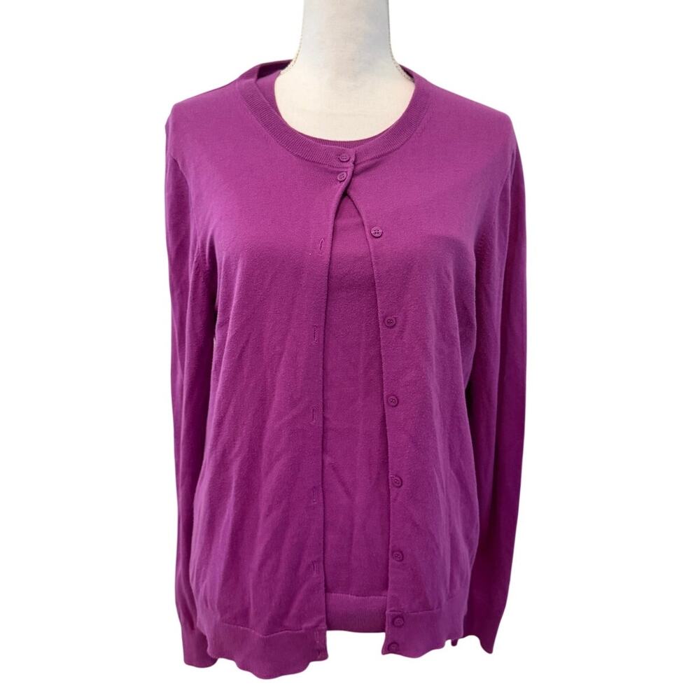 J Crew Lightweight Caryn Cotton Cardigan Sweater Set Amethyst L